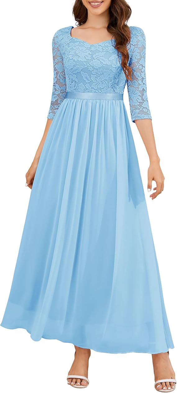 لباس رسمی زنانه Wedtrend، لباس مادر عروس، لباس مهمان آستین سه چهارم، لباس شب ماکسی