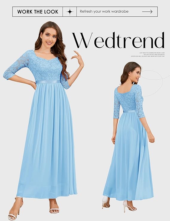 لباس رسمی زنانه Wedtrend، لباس مادر عروس آستین سه چهارم، لباس مهمان عروسی، لباس شب ماکسی