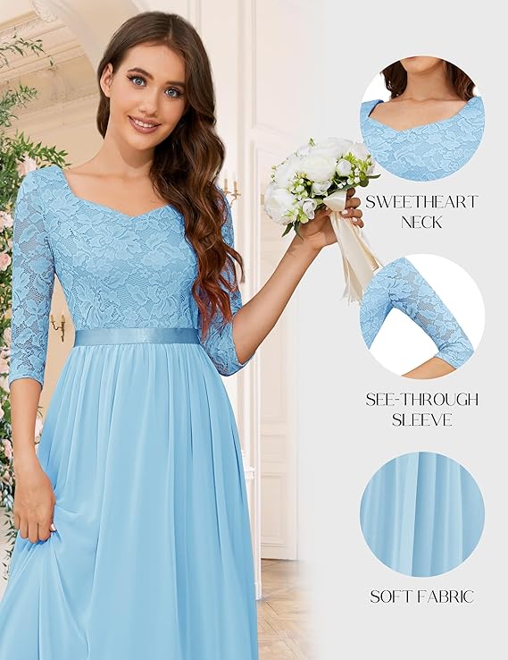 لباس رسمی زنانه Wedtrend، لباس مادر عروس آستین سه چهارم، لباس مهمان عروسی، لباس شب ماکسی