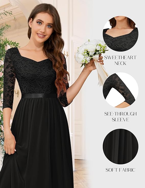 لباس رسمی زنانه Wedtrend، لباس مادر عروس آستین سه چهارم، لباس مهمان عروسی، لباس شب ماکسی